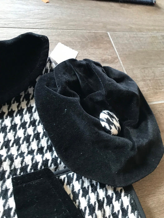 Houndstooth Coat with Faux Suede Trims and Tam hat