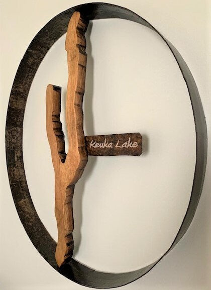 Keuka Lake Cutout Hoop Wall Hanging - handmade decor by Wine Country Barrel Art | Shop Finger Lakes NY