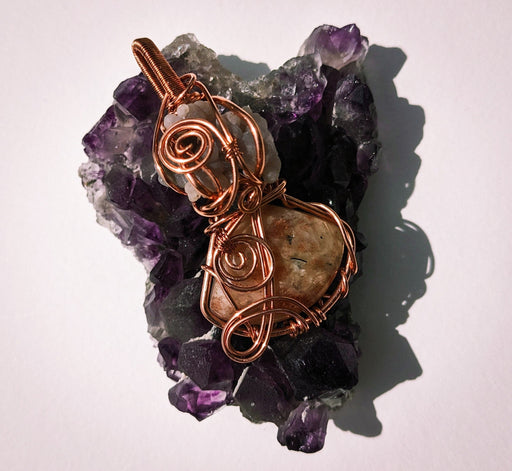 Purple and Orange Boho Pendant, 3rd Anniversary, July Birthstone Gift, Positive Energy Jewelry, Unique Gemstone Pendant, Self-esteem Gift