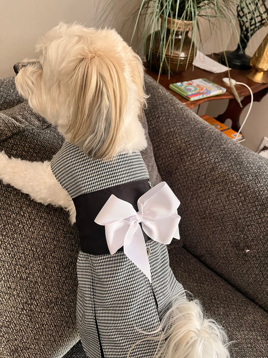 Dog Dress Houndstooth Black and White by Fetching Dog Fashions