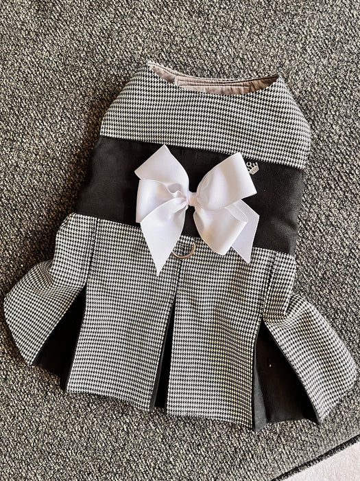 Dog Dress Houndstooth Black and White by Fetching Dog Fashions