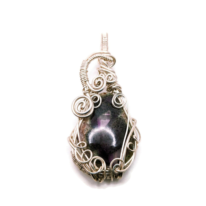 Purple Crystal Pendant and Earring Set, Crown Chakra Matching Jewelry, Royal Jasper Earrings, Tripiche Amethyst Pendant in Silver