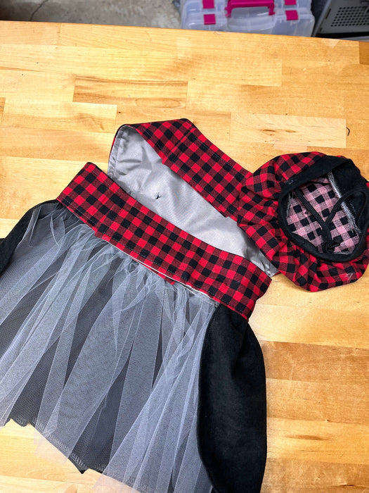 Dog Dress Buffalo Plaid Christmas Pet Dress with Tam Hat