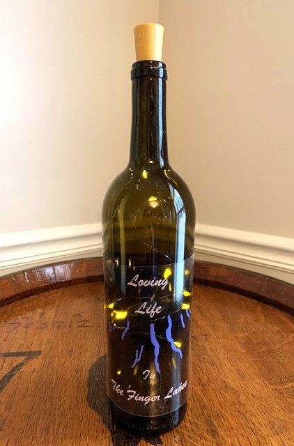 Finger Lakes Rustic Wine Bottle/Glass Display