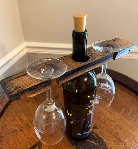 Finger Lakes Rustic Wine Bottle/Glass Display