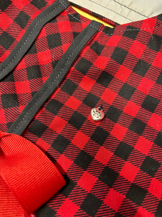 Dog Dress Buffalo Plaid Christmas Pet Dress with Tam Hat