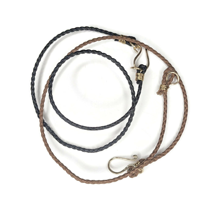 Custom Length Leather or Cotton Cord Necklace, 2mm Thick Genuine Leather, Genuine Woven Cotton, Made to Order Braided Bolo Necklace