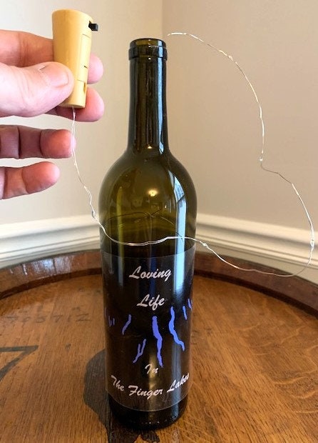 Finger Lakes Rustic Wine Bottle/Glass Display