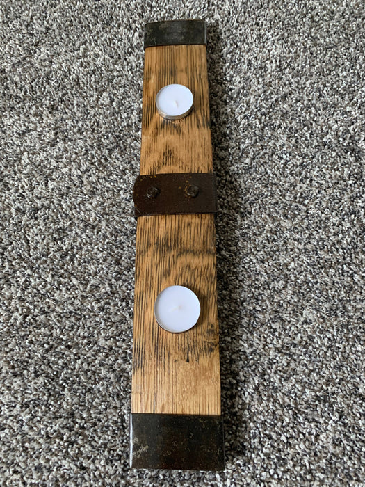 Rustic 2 Candle Barrel Stave