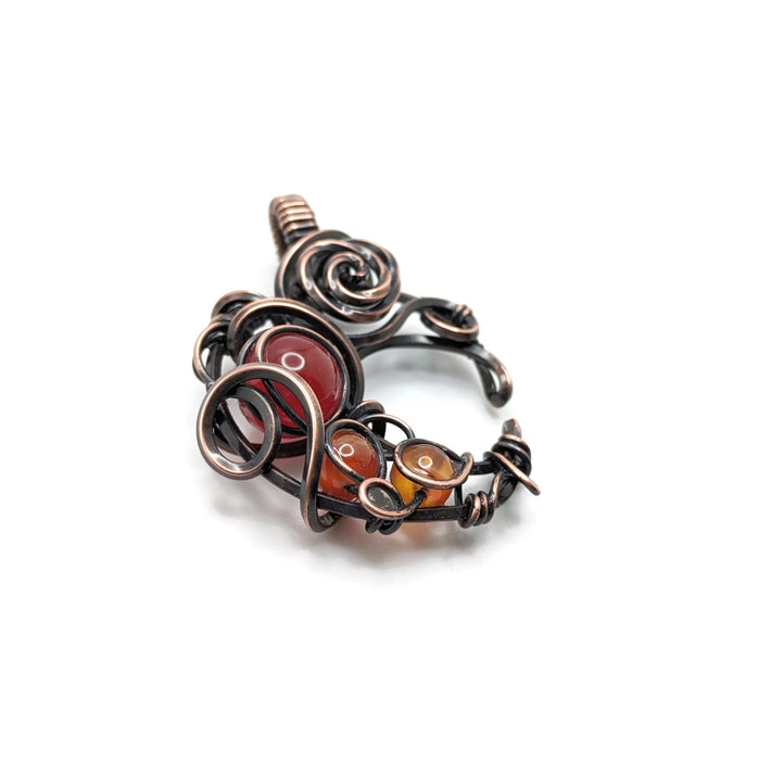 Rose Moon Pendant, Autumn themed lunar jewelry, Red Witchy Pendant, Witchcore Moon Jewelry Gift, for daughter, for mom, for sister