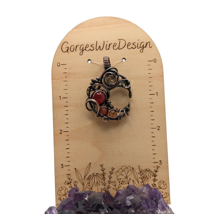 Rose Moon Pendant, Autumn themed lunar jewelry, Red Witchy Pendant, Witchcore Moon Jewelry Gift, for daughter, for mom, for sister