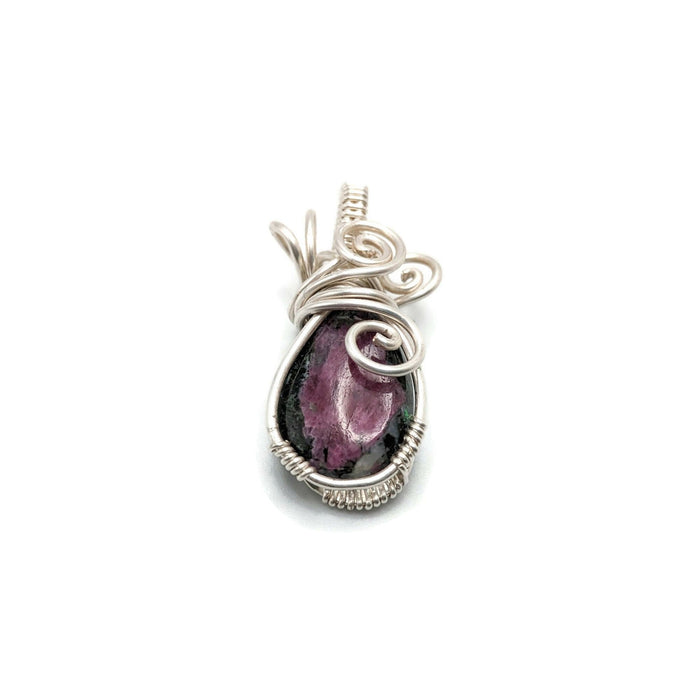 Small pink Ruby in Zoisite wrapped in silver