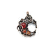 Dark copper moon with carnelian beads, shades of orange and red to accent.