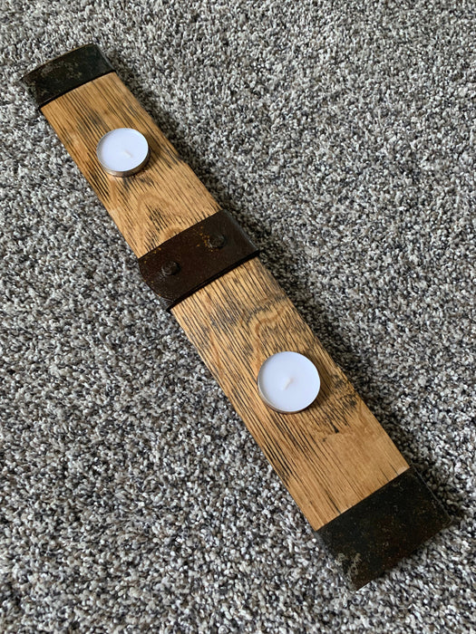 Rustic 2 Candle Barrel Stave