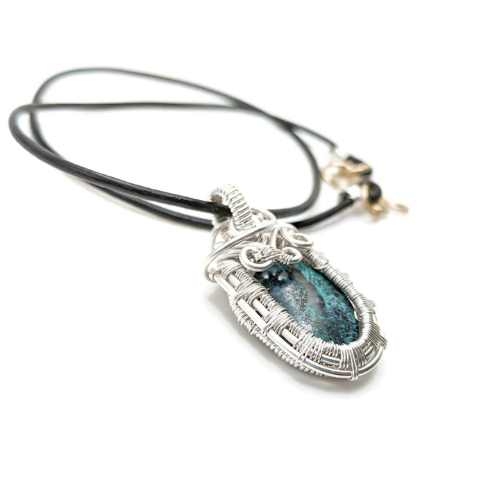 Turquoise Necklace in Silver, Throat Chakra Healing Stone, Spiritual Jewelry Gift Idea, for Mother, for Daughter, Natural Turquoise Pendant