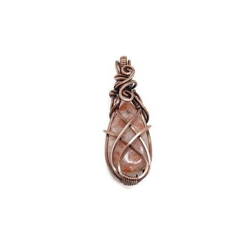 Sunstone Teardrop pendant in dark oxidized copper