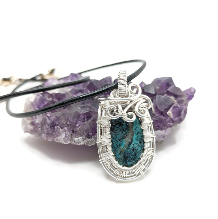 Turquoise Necklace in Silver, Throat Chakra Healing Stone, Spiritual Jewelry Gift Idea, for Mother, for Daughter, Natural Turquoise Pendant