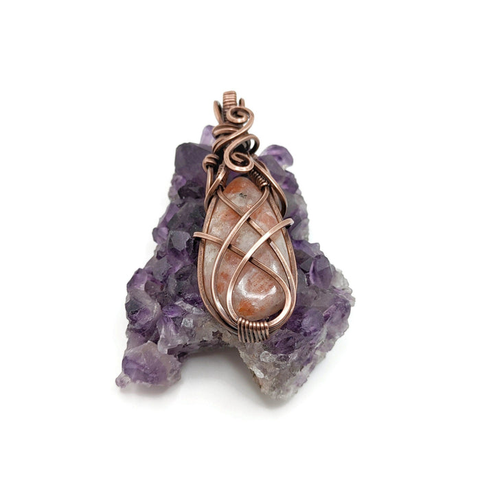 Sunstone Teardrop Pendant in Copper, Simple Sunstone Pendant, Sunstone Jewelry Gift, Summer End Jewelry, July Jewelry, Sacral Jewelry
