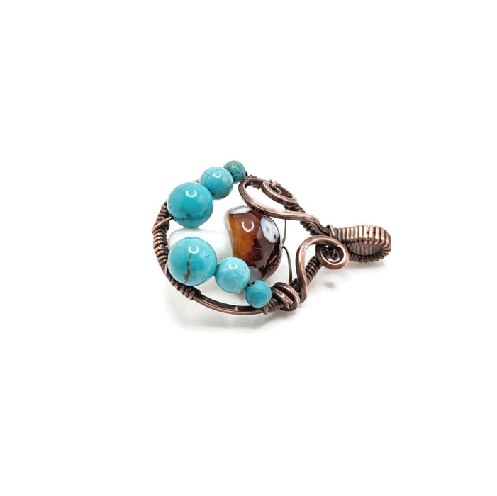 Blue Mushroom Copper Pendant, Mushroom Pendant with Blue Howlite, Minimalist Mushroom Pendant, Mushroom Gift Idea, for Sister, for Coworker