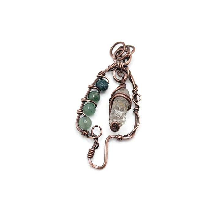 Morel Mushroom Pendant, Mushroom Necklace with Crystal Dangle, Petroleum Quartz Pendant, Nature Jewelry Gift, for Mom, for Mothers Day