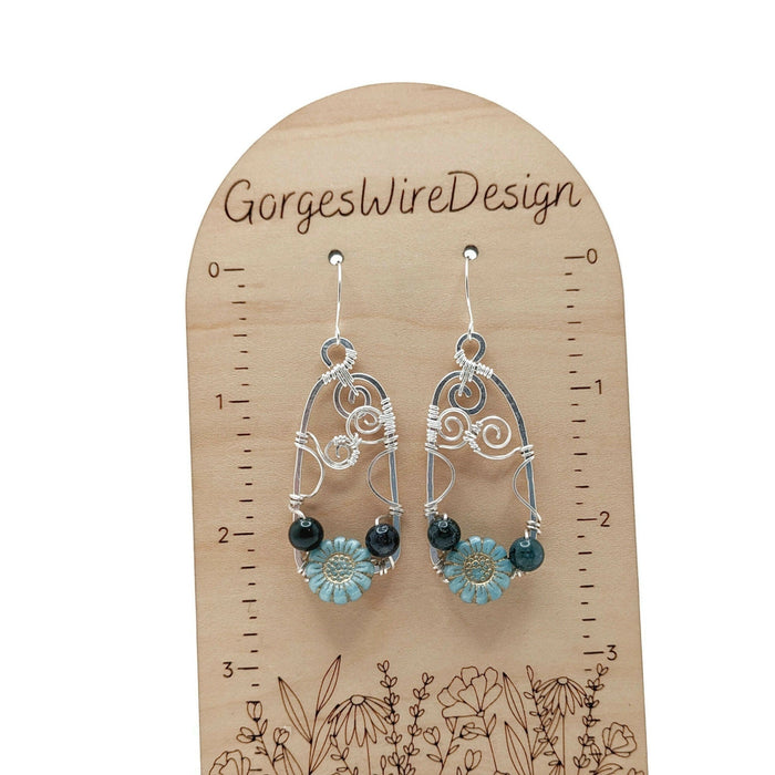 Whimsical Fairy Earrings, Blue Wildflower Dangle Drop Earrings, Spring Earrings Gift Idea, for Mom, for Mothers Day