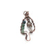 Wire Morel mushroom in darkened copper and green beads with a dangling crystal in the middle.