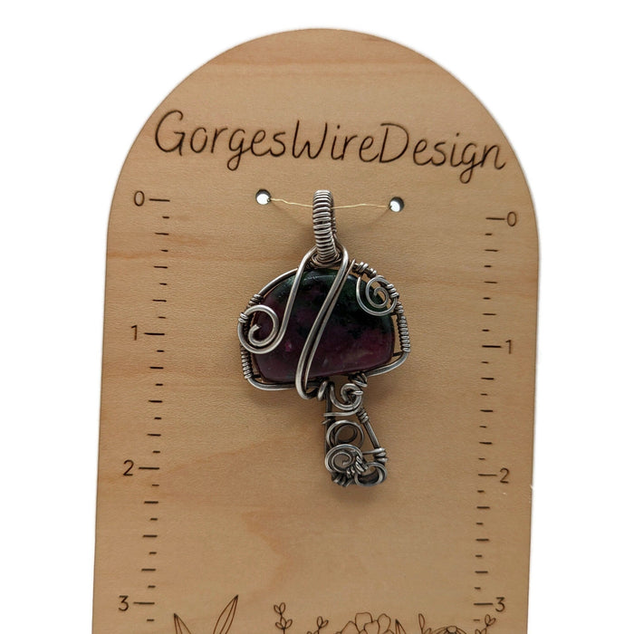Ruby in Zoisite Mushroom Pendant, Pink and Silver Wire Mushroom Jewelry, Mushroom Gift Idea for Nature Lover, for Daughter