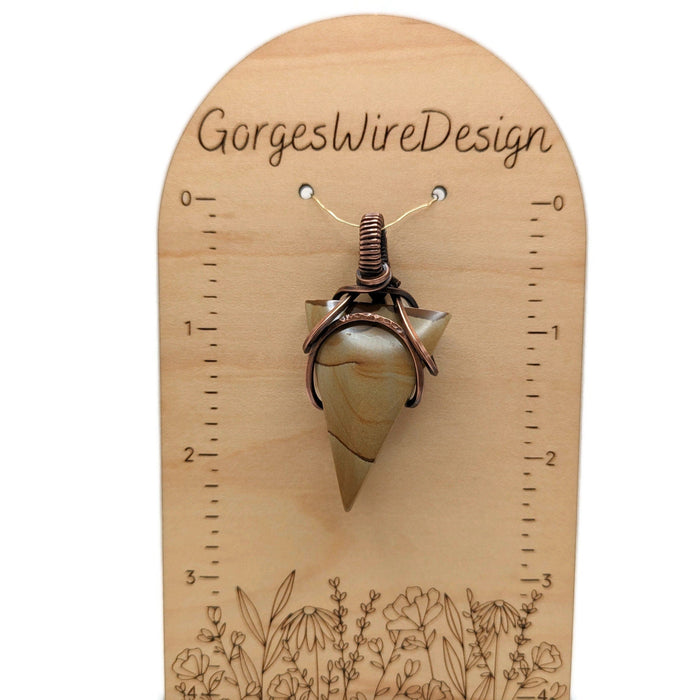 Upside Down Triangle Unisex Pendant, Picture Jasper Pendant for Everyday Wear, Simple Unisex Gemstone Pendant Gift Idea, for Non-binary gift