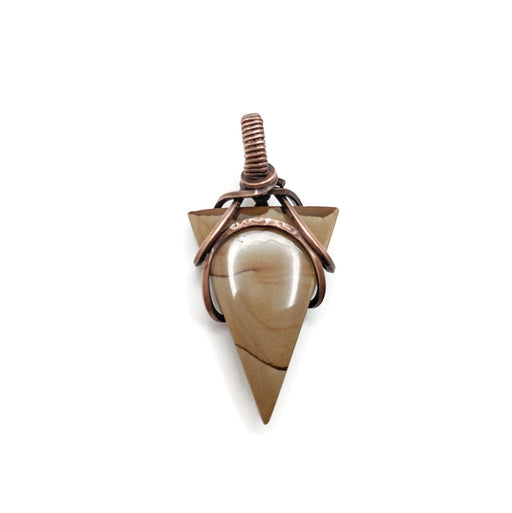 Picture jasper pendant in a simple wrap. Unisex pendant.