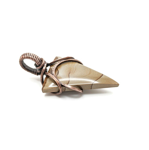 Upside Down Triangle Unisex Pendant, Picture Jasper Pendant for Everyday Wear, Simple Unisex Gemstone Pendant Gift Idea, for Non-binary gift