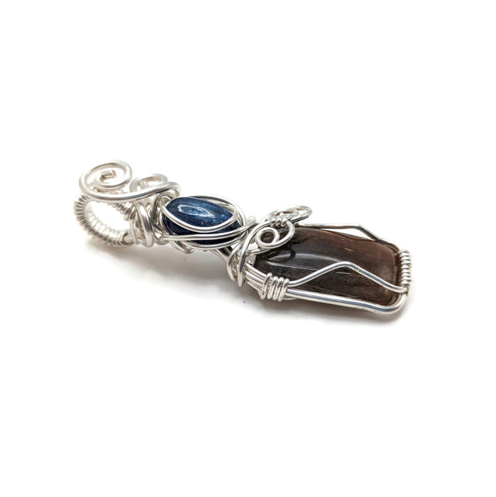 Sunstone and Kyanite Pendant in Silver, Silver Gemstone Jewelry Gift Idea, for Midsummer, for September Birthday