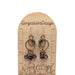 Gold Colored Crescent Moon Earrings, Brass Dangle Drop earrings, Purple Flower Jewelry, Floral jewelry, Handmade Jewelry Gift Idea, for Mom