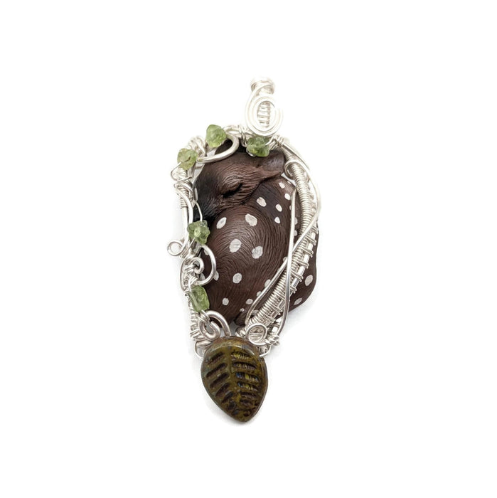 Cute Fawn Pendant in Silver, Sleepy Deer Jewelry, Nature Themed Pendant, Adorable Witchy Gift Idea, for Daughter, for Mom