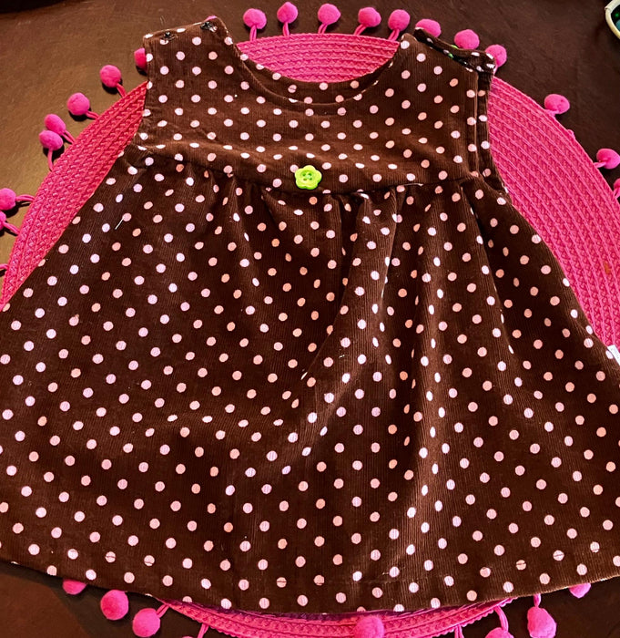 Polka Dot Corduroy Jumper Set – Pink Onesie & Shoes