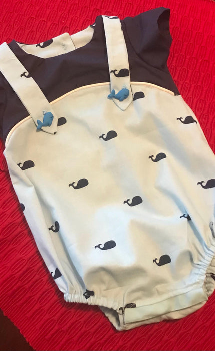 Baby Boy Whale Jumper, 100% Cotton, Whale Buttons (3-6 mos)