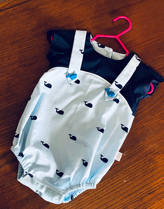 Baby Boy Whale Jumper, 100% Cotton, Whale Buttons (3-6 mos)