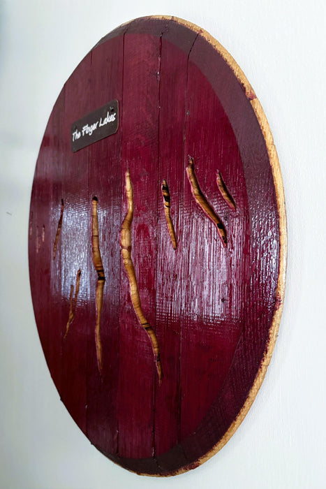 Finger Lakes Barrel Head Wall Hanging-Wine Stained