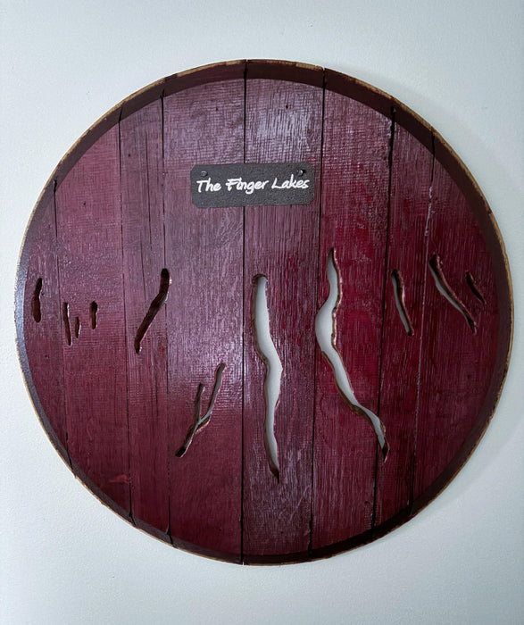 Finger Lakes Barrel Head Wall Hanging-Wine Stained