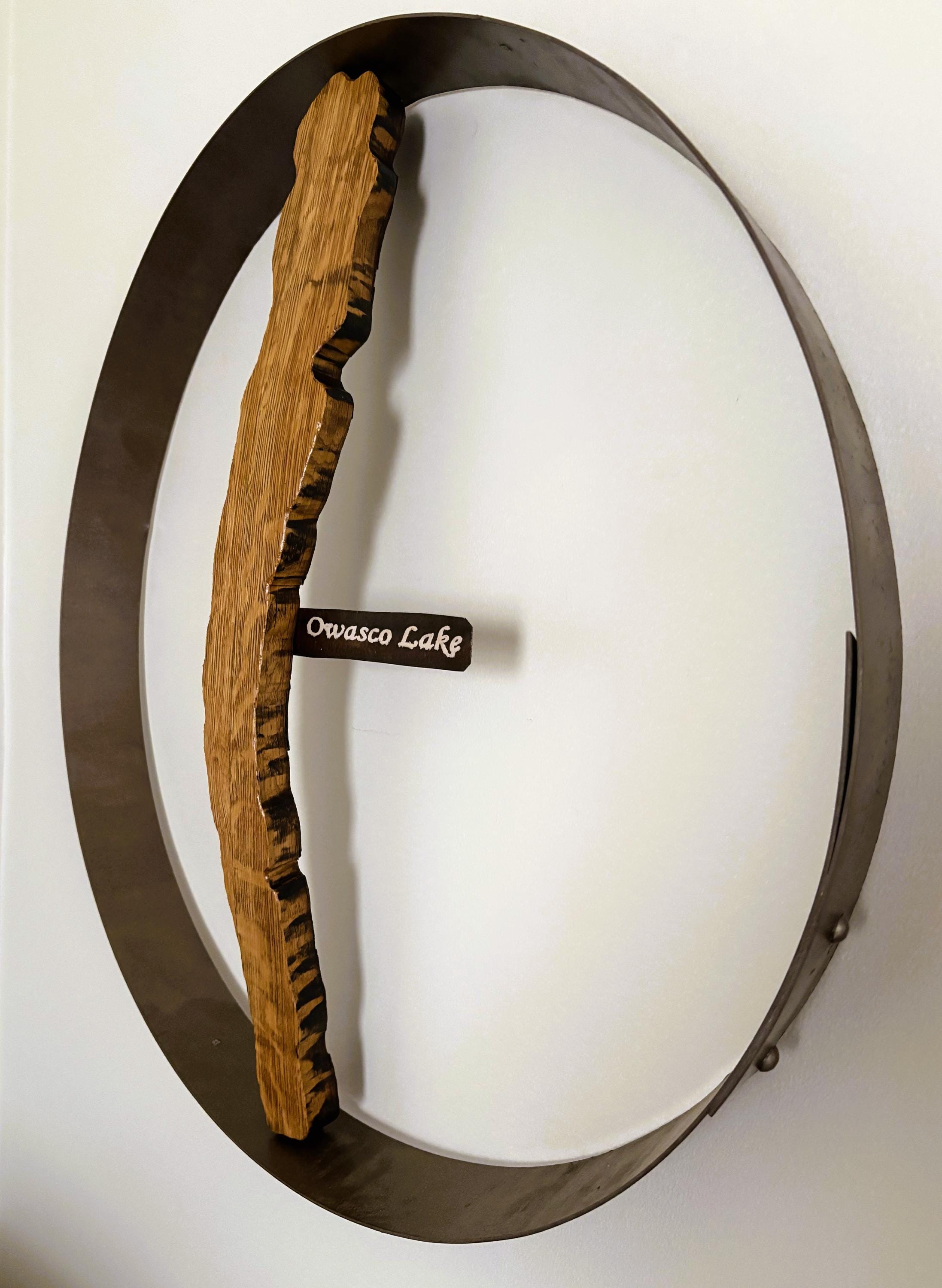 Owasco Lake Cutout Hoop Wall Hanging - handmade decor by Wine Country Barrel Art | Shop Finger Lakes NY