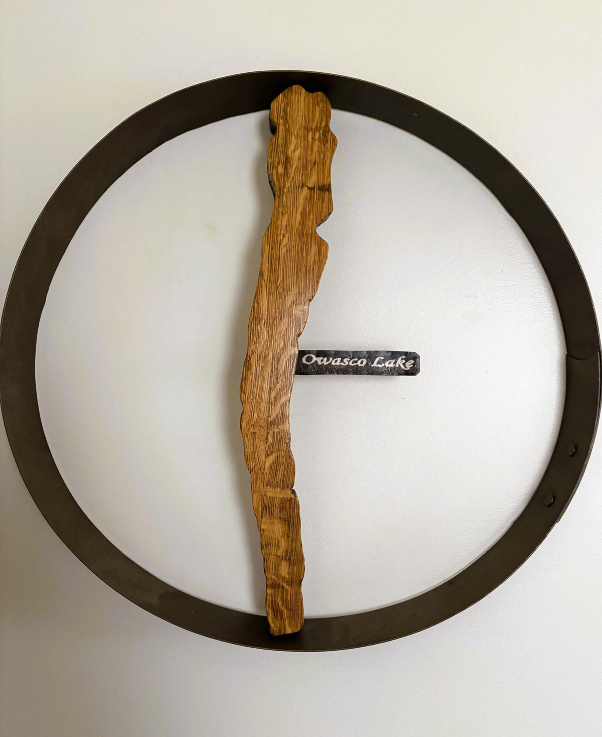 Owasco Lake Cutout Hoop Wall Hanging - handmade decor by Wine Country Barrel Art | Shop Finger Lakes NY