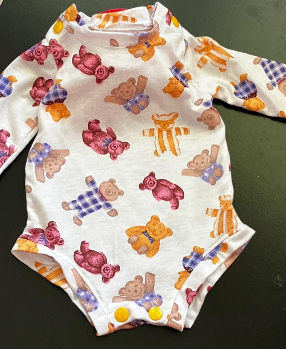 Teddy bear onesie baby gift boy girl soft knit snaps