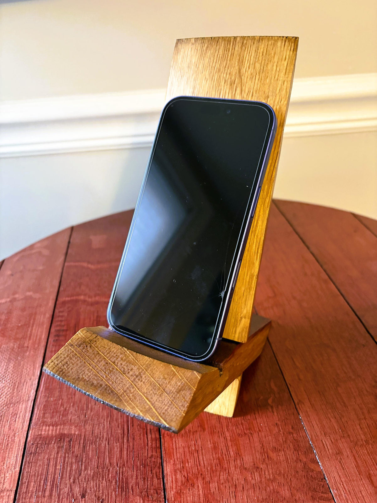 Barrel Stave Phone Stand - handmade decor by Wine Country Barrel Art | Shop Finger Lakes NY