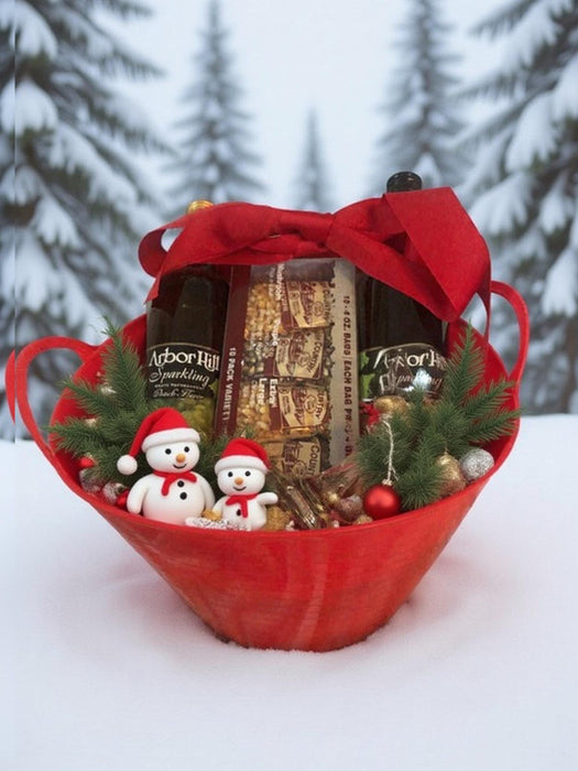 Finger Lakes Celebration Basket: Sparkling Juice, Candle & Popcorn Gift Set