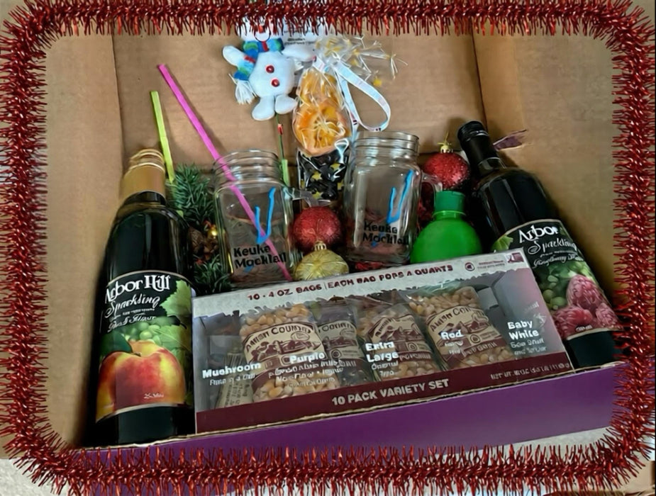 Finger Lakes Celebration Basket: Sparkling Juice, Candle & Popcorn Gift Set