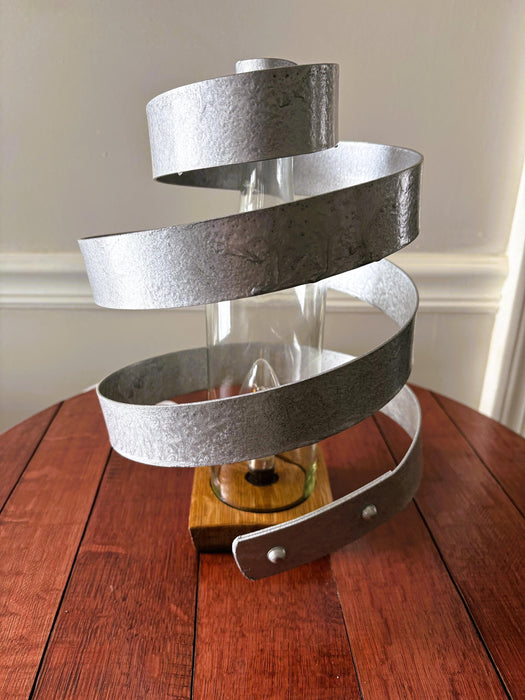 Barrel Hoop/Wine Bottle Table Lamp