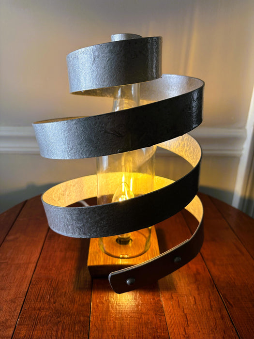 Barrel Hoop/Wine Bottle Table Lamp