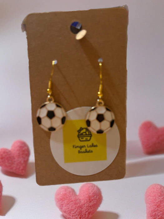 Sports Ball Dangle Earrings: Soccer, Football, Baseball, Softball Acrylic Charms