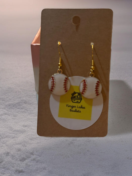 Sports Ball Dangle Earrings: Soccer, Football, Baseball, Softball Acrylic Charms