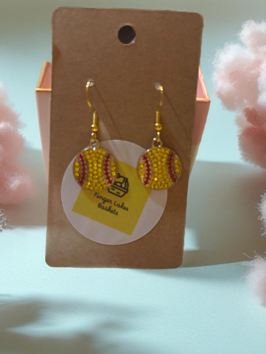 Sports Ball Dangle Earrings: Soccer, Football, Baseball, Softball Acrylic Charms