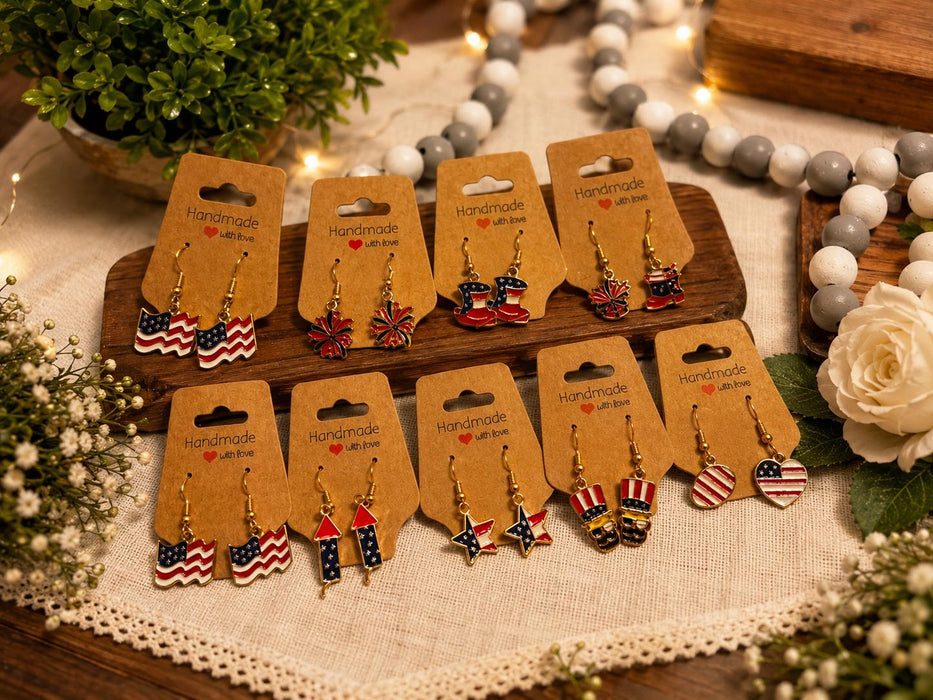 America 250 Earrings | Patriotic Red White Blue Jewelry | USA 250th Anniversary Gift | Handmade Fourth of July Earrings